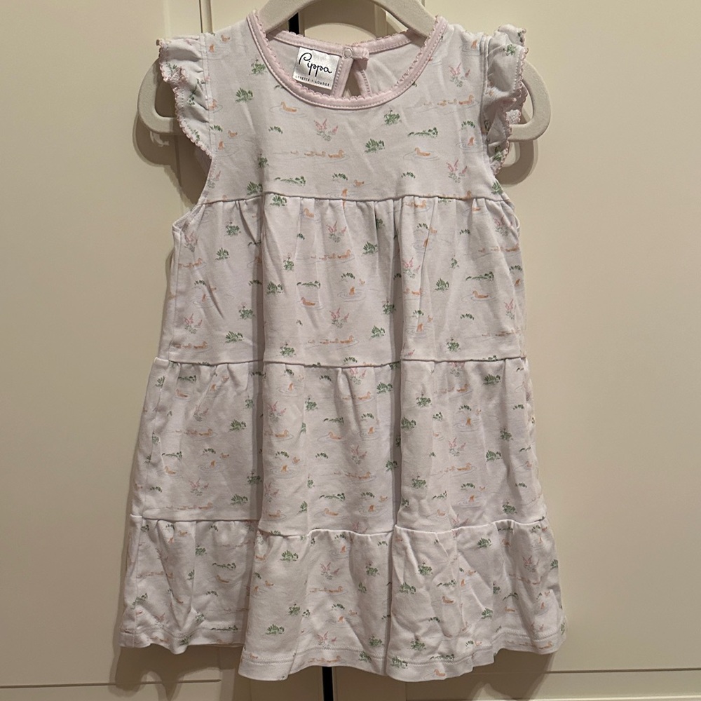 Pippa - Shrimp & Grits Light Pink Tiered Dress with Ducklings